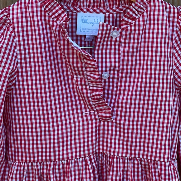 Little English Tiered Midi Red Gingham Dress - Picture 4 of 9